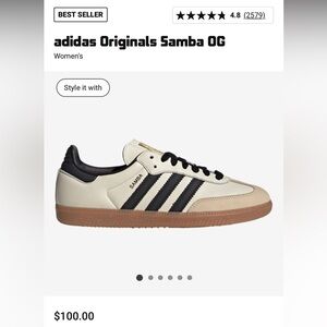 adidas Originals Samba OG "Cream White/Core Black/Sand Strata" Gum Bottom